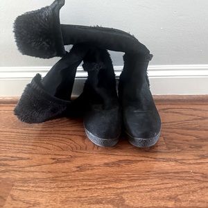 BCBG Maxazria Black Suede Athena Platform Boots